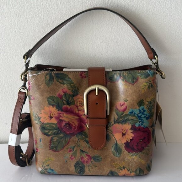 Patricia Nash Irving Bucket Handbag Leath Distressed Vintage Victorian Garden - Picture 8 of 16